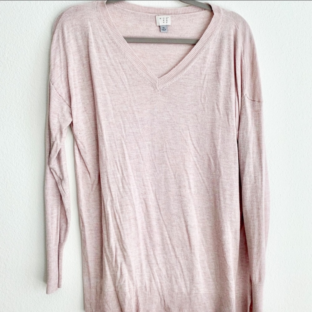 A New Day Long Sleeve Blush Vneck Sweater Sz XL